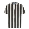 thumbnail image 5 of Gamivast Mens Vertical Striped Shirts Summer Color Block Tshirt Short Sleeve Vintage Collar V Neck Tee Vacation Casual Beach Summer Shirt Gray XXXXL Clearance add to My Order Today, 5 of 5