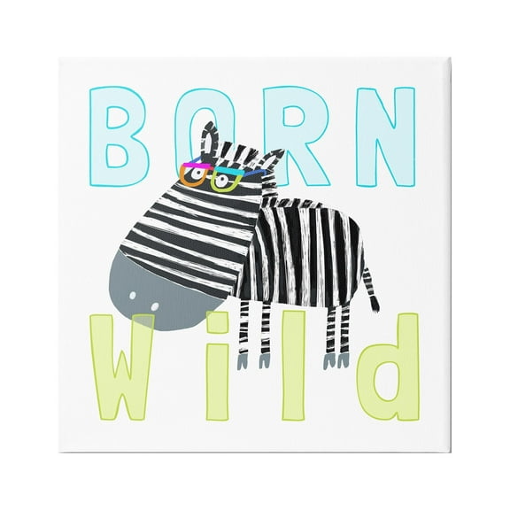 Stupell Industries Born Wild Zebra Phrase Animals & Insects Painting Gallery Wrapped Canvas Print Wall Art, 17 x 17