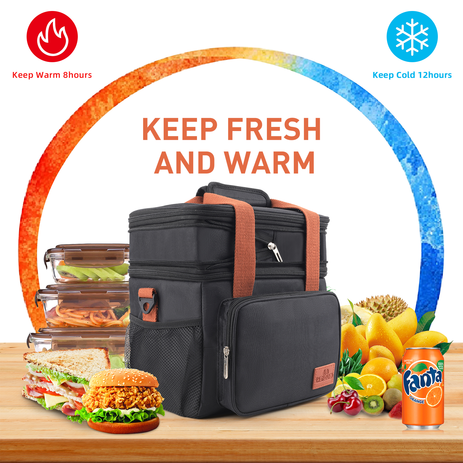 Cshidworld 17L Expandable Insulated Lunch Box Bag, Black photo 4
