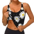 thumbnail image 4 of Fotbe Daisies Flowers Pattern Womens' Sports Bra Longline Wirefree Padded with Medium Support Sports Moisture-Wicking Workou Vest,Tank Top-, 4 of 9