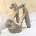 thumbnail image 3 of Zapatos de tacón alto para mujer, gruesos, superdelgados, sexys, para discoteca, con plataforma impermeable, con hebilla de cinturón abierto, 3 of 5