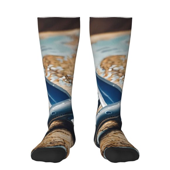 Gaeub Airplane World Map Adventure Print Design Socks Stretchy High Tube Socks for Men Women Teens , Softball Soccer Socks for Hiking, Sport