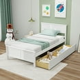 thumbnail image 4 of Gymax Twin Size Wooden Bed Frame w/ 2 Storage Drawers & Under-bed Storage White, 4 of 10