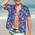 thumbnail image 7 of Susaid Blue Skull Flower Print Short Sleeve Shirts Button Down Casual Shirts Summer Beach Aloha Button Down Short Sleeve for Men ,Large, 7 of 7