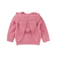 thumbnail image 6 of QUYUON Infant Baby Knit Hoodie Sweaters Toddler Girls Boys Long Sleeve Button Front Hooded Sweater Solid Color Cute Ears Knitted Cardigans Jacket with Hood Outerwear Coat 70, 6 of 8