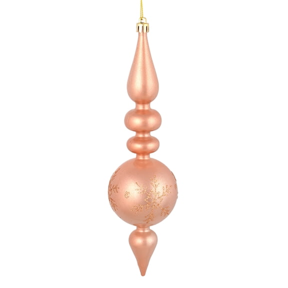 Vickerman 10 by 2.4" Rose Gold Candy Glitter Snowflake Finial 4/Bag. Add some sparkle and shine to your holiday decorating projects with this 10 inch finial ornament. Made with shatterproof plastic. O
