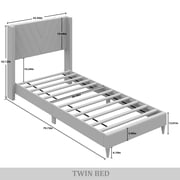 Castle Place Sophisticated Wingback Velvet Upholstered Twin Platform Bed, Black