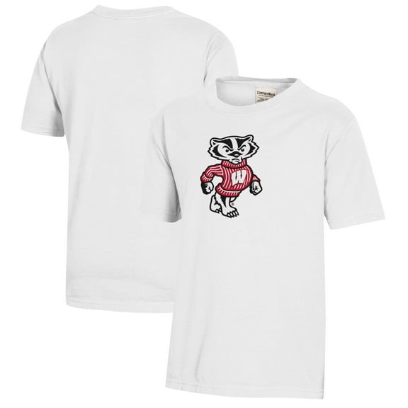 Youth  White Wisconsin Badgers Logo Comfort Wash T-Shirt