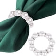 thumbnail image 3 of Toystoory Delicado juego de anillos para servilletas de perla dorada, soporte para reuniones familiares, juego de 20 anillos para servilletas de Decoración del hogar 5CM blanco y plata, 3 of 6