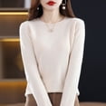 thumbnail image 1 of Suéter de lana Suéter de cuello redondo para mujer Suéter tipo pulóver Suéter de base suelta interior Suéter superior para mujer, 1 of 6