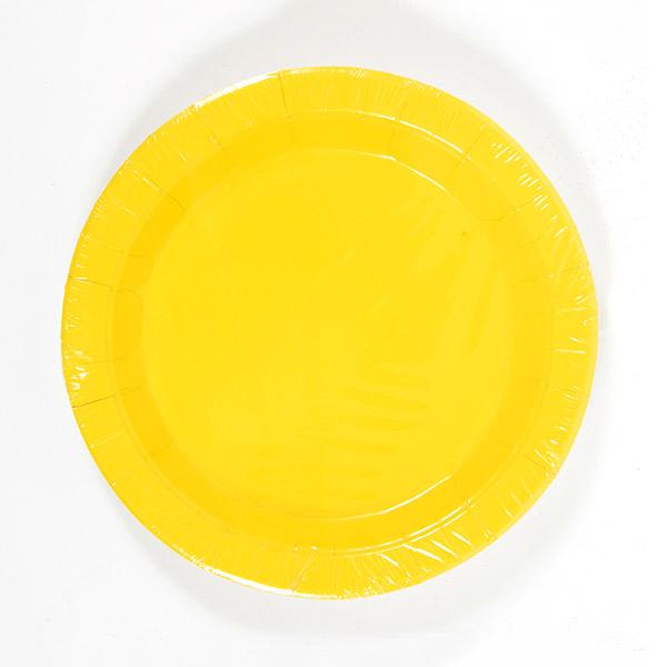 7" Yellow Party Dessert Disposable Paper Plates,Pack of 8 EA