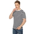 thumbnail image 3 of Uniexcosm Men Shirts Loose Fit T-Shirt Short/Long Sleeve Stripe Male Tops, 3 of 6