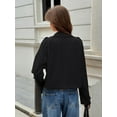 thumbnail image 6 of Women Cropped Trench Coat Casual Double Breasted Short Jacket Fall Fashion Outerwear with Belt Black S, 6 of 7