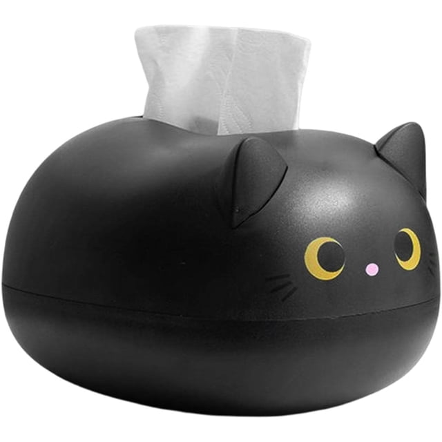 Linda caja de pañuelos, caja de almacenamiento de servilletas con patrón de gato creativo, lindo dispensador de pañuelos, soporte de papel higiénico de escritorio para sala de estar y cocina JM