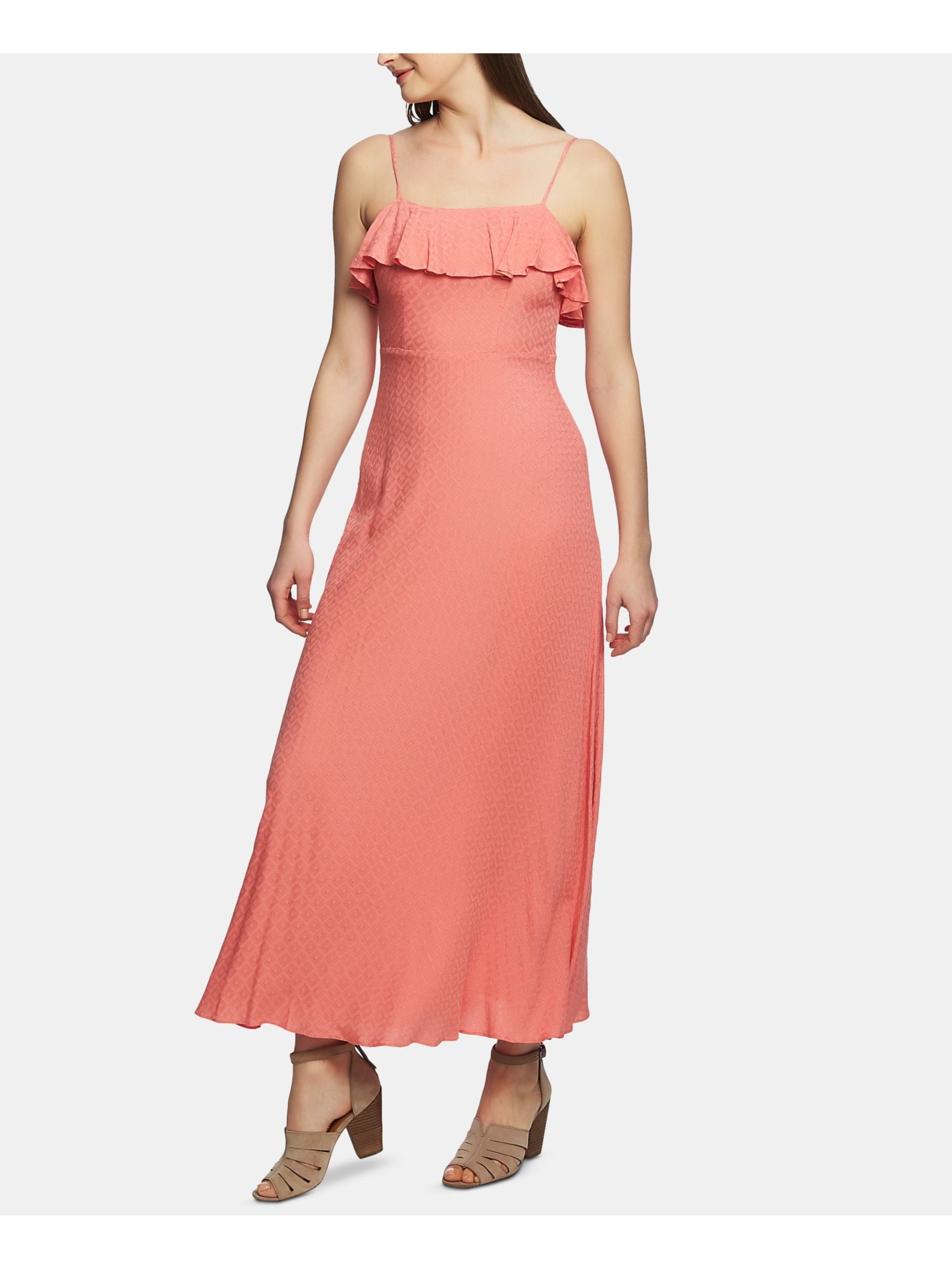 womens coral maxi dress