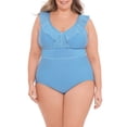 thumbnail image 4 of Time and Tru Women’s and Women’s Plus Size Seersucker Stripe One Piece Swimsuit, 4 of 8