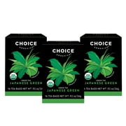 Choice Organics Japanese Green Tea, Contains Caffeine, Green Tea Bags, 3 Boxes of 16