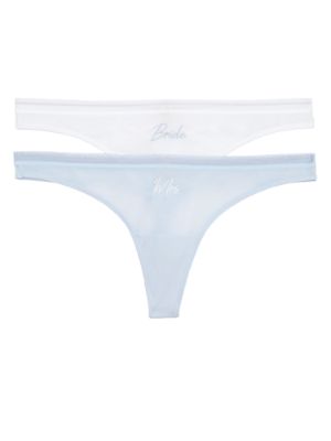 OnGossamer Womens Mrs Bridal Thong Panty