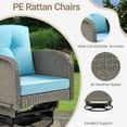 thumbnail image 5 of Outdoor Patio Chair Set, 3 Piece All Weather Rattan 360° Swivel Rocking Glider Chair with Coffee Table, Patio Conversation Set for Porch Balcony Poolside Backyard, Light Blue, 5 of 9