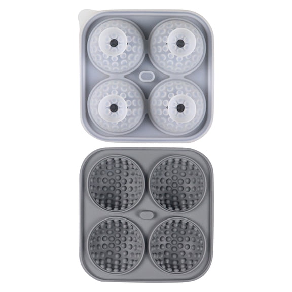 Golf Ball Shape Silicone Ice Ball Mold with Funnel Lid, 4-Cavity Large Round Ice Tray for Whiskey, Cocktails and Drinks, Reusable Ice Mold