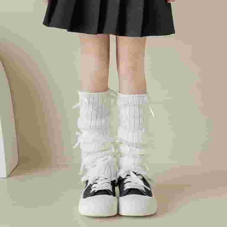 LNWUY Girls Cute Long Lolita Leg Warmers for Women Fleece Cable