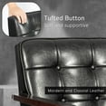 thumbnail image 6 of Eclife 22.8" Leather Mid-Century Modern Wood Accent Chair Wide Armchair Single Chair with Memory Foam Cushions for Adult Small Space Living Room Club Bedroom, Black, 6 of 10