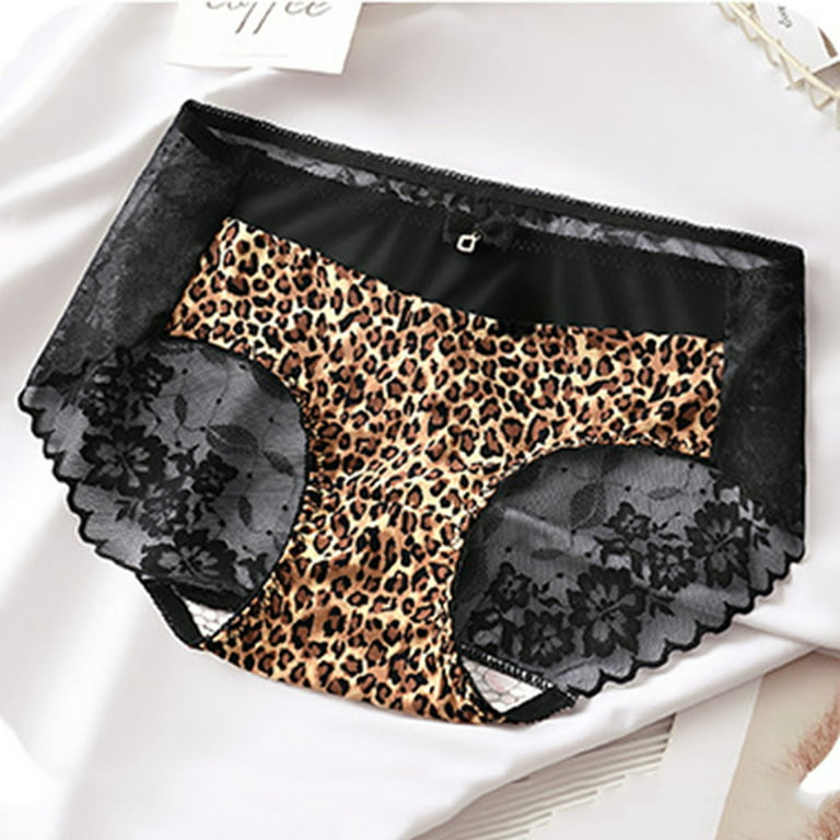 Panties For Women Middle Waist Leopard Print Ice Silk Seamless Large Thin  Comfortable Ice Silk Underpants For Women 