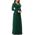 thumbnail image 2 of Women's Long Sleeve Loose Plain Maxi Dresses Casual Long Dresses with Pockets,US Size,Long Sleeve Dark green,L, 2 of 9