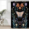 thumbnail image 2 of 72x78 Inch Shower Curtain Black Butterfly Spring Bathroom Decor Waterproof Fabric Bathtub Bath Curtains Decorative Summer Botanical Watercolor Extra Long Shower Curtain Set with Hooks, 2 of 6