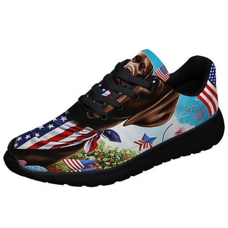 

Chocolate Labrador Retriever Dog 4th Of July Shoes Sneakers Black Size 9
