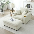 thumbnail image 2 of Modern Corduroy Upholstered Sofa Chair Armchair with Storage Ottoman and Cup Holders for Living Room Bedroom Apartment, 2 of 8