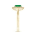 thumbnail image 3 of Angara Natural 0.66 Ct. Emerald with Diamond Halo Ring in 14K Yellow Gold for Women (Ring Size: 3.5), 3 of 10