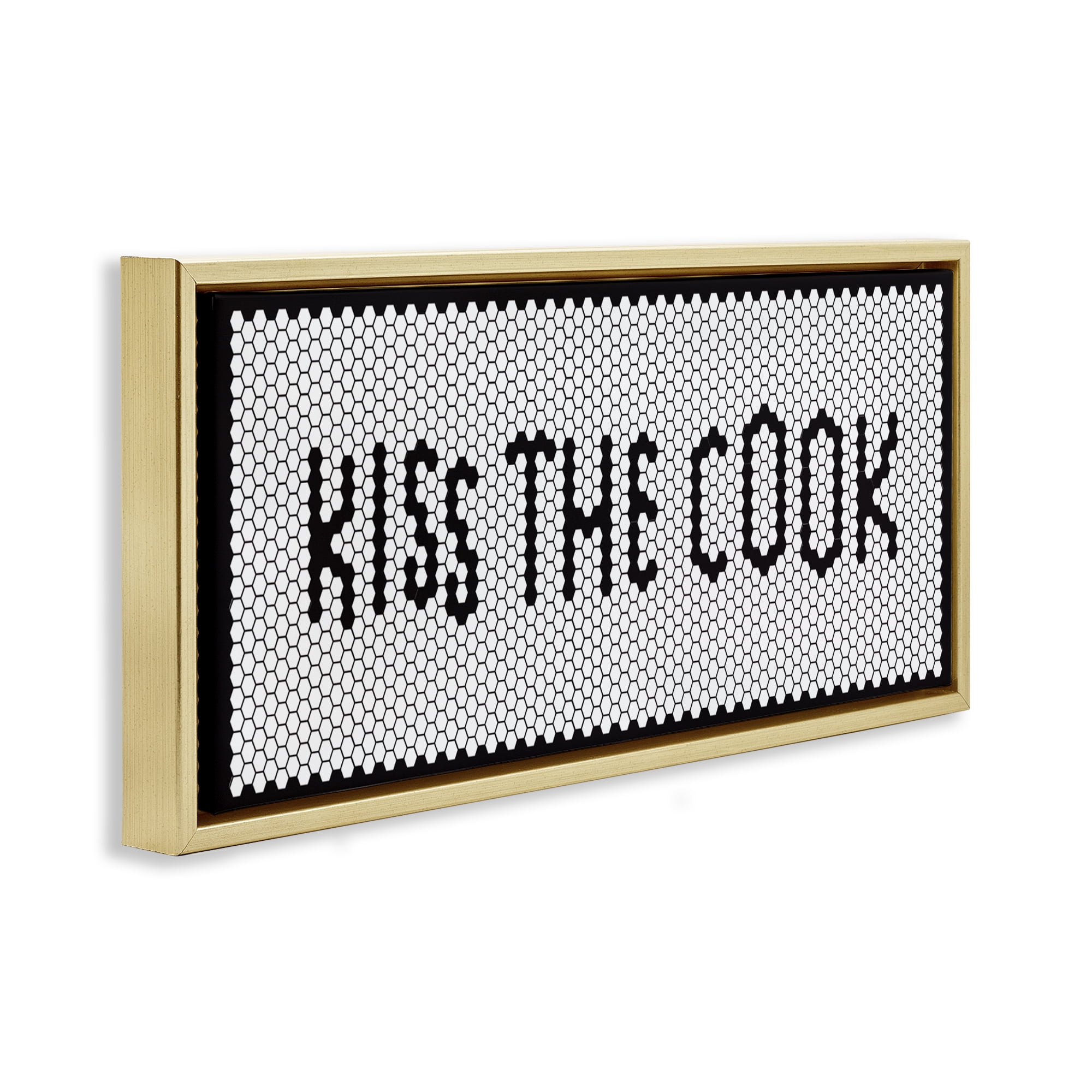 Stupell Industries Retro Kiss The Cook Gold Framed Floater Canvas Wall Art, design by Elizabeth Medley