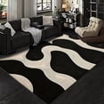 thumbnail image 5 of Black And Cream Abstract Wave Pattern Area Rug, 5 of 5