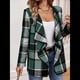 thumbnail image 5 of Cárdigan de Cuello Chal A Cuadros para Mujer, Chaqueta de Franela Larga con Abertura Frontal, Abrigo Corto A Cuadros, Ropa de Otoño Verde L, 5 of 9