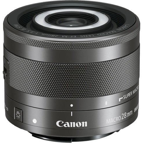 Pre-Owned Canon EF-M 28mm f/3.5 Macro IS STM Lens, Macro Prime Lens with Built-In LED Light (International Model)