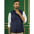 thumbnail image 4 of Maple Clothing Men's Nehru Jacket Outerwear Vest Traditional Sleeveless Indian Waistcoat (Nave Blue, L), 4 of 7