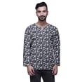 thumbnail image 1 of Atasi Cotton Slub Long Sleeve Kurta For Men Keyhole Neck Ethnic PrintedShirt, 1 of 1