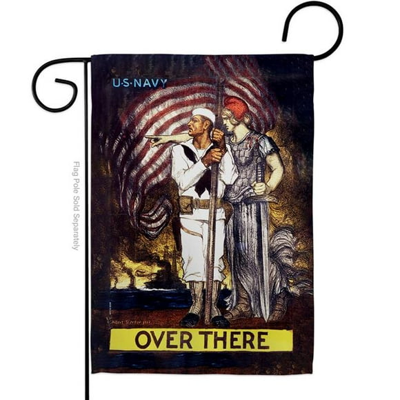 US Brotherhood G183025-BO 13 x 18.5 in. Over There Garden Flag with Armed Forces Navy Double-Sided Decorative Vertical Flags House Decoration Banner Yard Gift