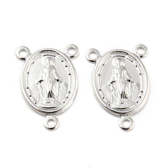 Brass Rosary Center Pieces Oval with Chandelier Component Links Cadmium Free & Nickel Free & Lead Free 3 Loop Connector