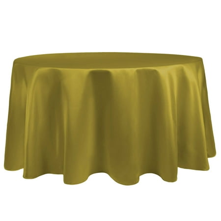 

Ultimate Textile (5 Pack) Satin 132-Inch Round Tablecloth - for Wedding Special Event or Banquet use Acid Green