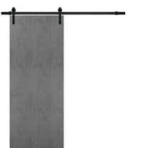 Sturdy Barn Door 42 x 96 inches | Planum 0010 Concrete | Top Mount 8FT Rail Hangers Heavy Hardware Set | Solid Panel Interior Doors