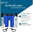 thumbnail image 2 of Filtro de Agua 2 Portafiltros Azul 2.5 x 10 Cartucho Sedimentos Lavable + Carbon Activado Entrada y Salida 3/4, Agua Purificada Para Toda la Casa, Tinaco o Cisterna, 2 of 2