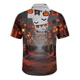 thumbnail image 5 of GrmtClth Mens Short Sleeve Button Down Shirt Halloween Season Rust Skull Grain Texture All Over Print Light Casual Party Top Black L, 5 of 5