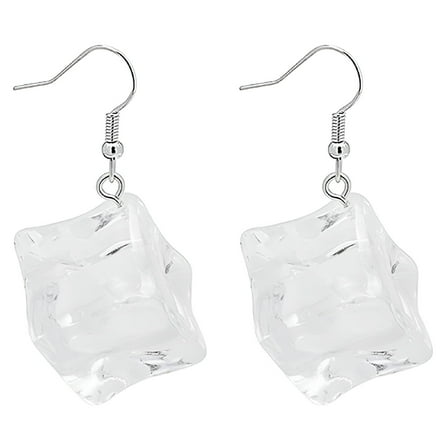 DESIGNICE 1 Pair Ice Cubes Earrings Women Summer Earrings Transparent Dangle Earrings Ear Jewelry