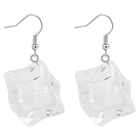 DESIGNICE 1 Pair Ice Cubes Earrings Women Summer Earrings Transparent Dangle Earrings Ear Jewelry