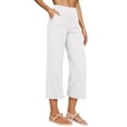 thumbnail image 3 of Women's High Waisted Three Quarter Cotton Linen Pants Solid Color Casual, 3 of 9