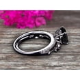 thumbnail image 4 of Art Deco 2 Carat Round Cut Black Diamond Moissanite Ring Set Engagement Ring on 10k White Gold, 4 of 5