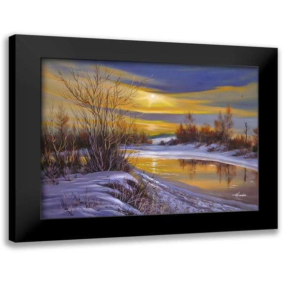 Chodyukov, Aleksander 18x15 Black Modern Framed Museum Art Print Titled - Sunset above the Winter River