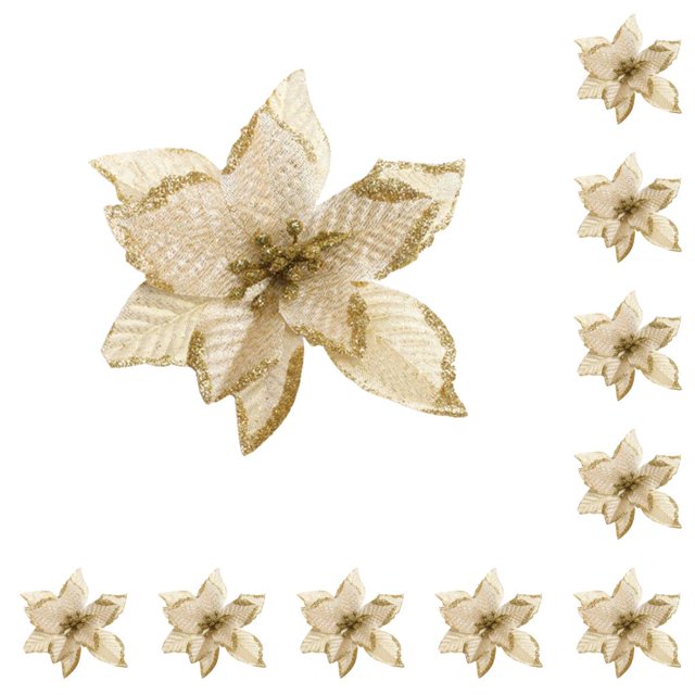Toystoory Pack of 10 Christmas Flowers Artificial Heads Ornaments Wedding Xmas Flower Tree Decoration Garden Festival Household Type1 NO1